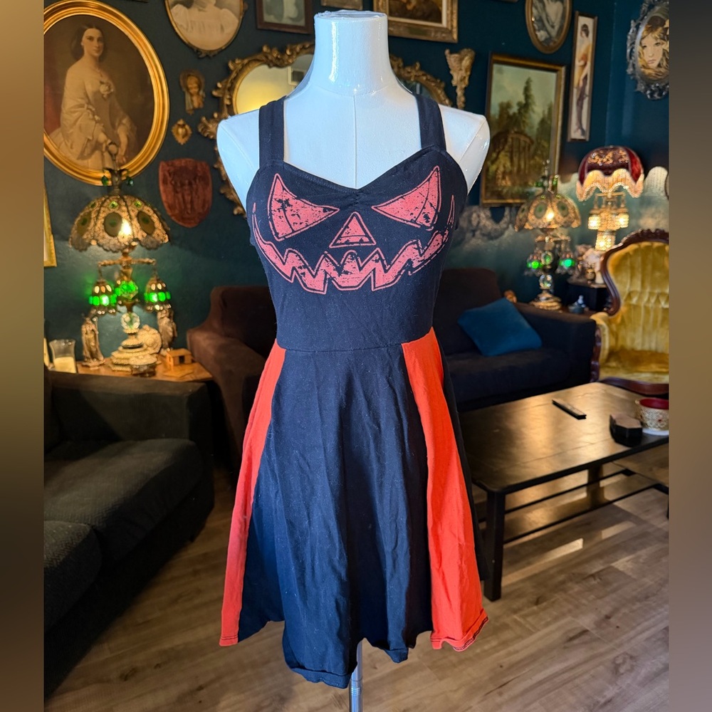 Kreepsville 666 Jack-O-Lantern Pumpkin Pinafore Dress size Small